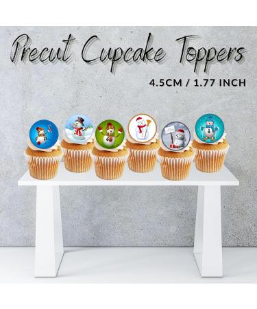 PRECUT Christmas Snowman Cupcake Toppers Mix Christmas Edible Cake Decorations Snowman Cake Toppers Xmas Cupcake Decoration Cute Snowman Cup Cake Topper (12) - Buy Online on GoSupps.com