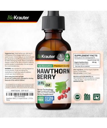BIO KRAUTER Hawthorn Tincture 2 Fl. Oz. & Dandelion 100 Capsules - Buy Online on GoSupps.com