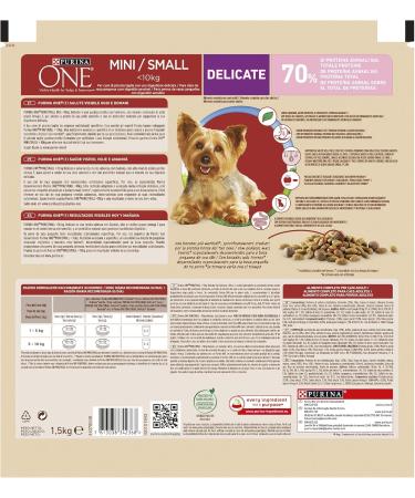 PURINA ONE Mini Small Delicate Adult Dog Food with Salmon and Rice 6 x 1.5 kg Bags - Buy Online on GoSupps.com