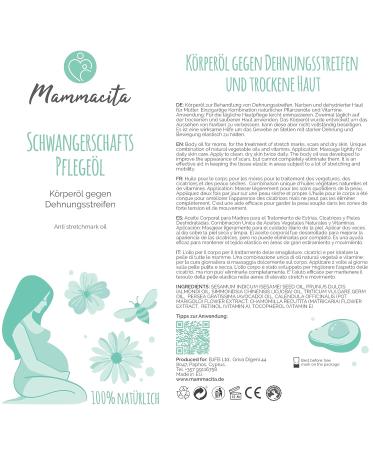 Mammacita Strain Strips Oil 125ml - Vegan Pregnancy Stretch Mark & Scar Treatment Body Massage Oil for Belly Legs & Chest - Buy Online on GoSupps.com