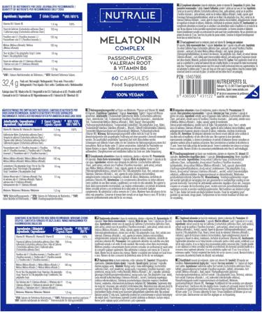 Strong and Powerful Melatonin - Fast Action on Sleep - Better Sleep Night & Jetlag - Improves Sleep Quality - Melatonin Valerian Fleur Passion Vitamin B6-60 Capsules NUTRALIE - Buy Online on GoSupps.com