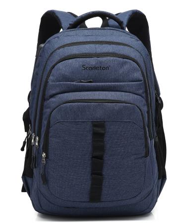 SCARLETON Multi Pocket Travel Bag, Water Resistant Laptop Backpack, Spacious Unisex School Bag w/ Headphone & USB Port, H203419 - Navy Navy B