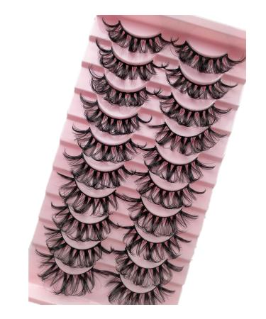 Josiezoey 10 Pairs D Curl 3D 15mm Russian Strip Lashes Faux Mink Wispy Fluffy Curly False Eyelashes - Natural Look Fake Eyelashes - Buy Online on GoSupps.com