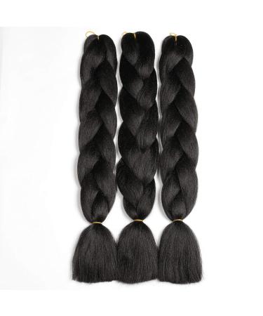 Showjarlly 24 Ombre Jumbo Braid Hair Extensions - Kanecalon Box Braids for Crochet Twist - Natural Black (3 Pack) - Buy Online on GoSupps.com
