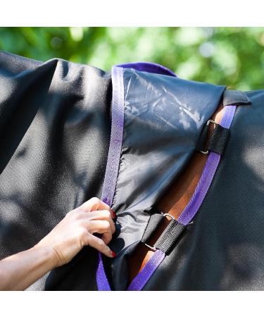 Turnout Rug 0g Lightweight GALLOP Trojan Dual Rug & Neck Set 600Denier (6'6" Black/Purple bindings) 6'6" Black/Purple bindings - Buy Online on GoSupps.com
