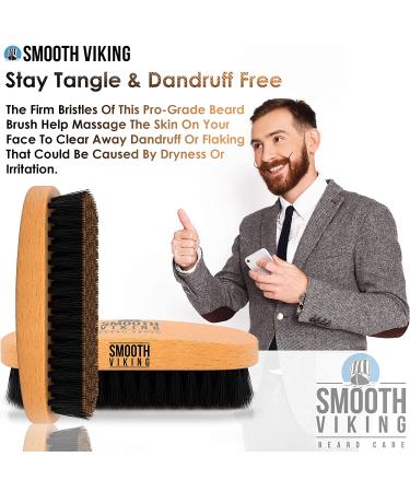 Boar Bristle Beard & Mustache Brush - Men's Beard Grooming Tool for Growth & Maintenance - Facial Hair Care Gift - Buy Online on GoSupps.com