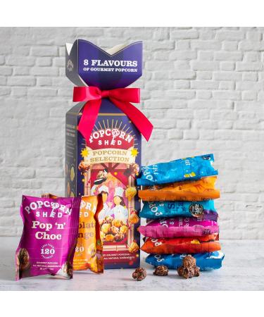Popcorn Shed Snack Selection Gift Box | 8 Bags of Gourmet Popcorn Inside | Vegetarian Gift | Luxury Popcorn Snacks for Foodies Popcorn Selection Gift Box - Buy Online on GoSupps.com