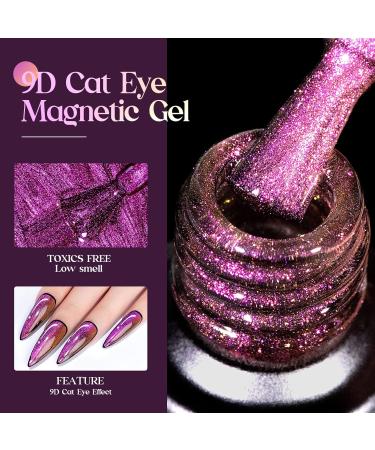 MIZHSE Glitter Nail Polish Cat Eye 9D Gel Nail with Magnetic Stick Soak-Off UV LED Gel Polish Discoloration Manicure DIY Gel Nail Polish 10ml*1 - Buy Online on GoSupps.com