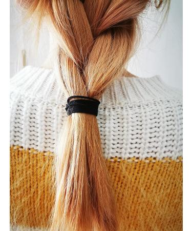 SLINTREE Large Hair Ties For Men & Women - 20pcs Black & Gray Knotted Ponytail Holders - Seamless Fabric Elastics - Buy Online on GoSupps.com