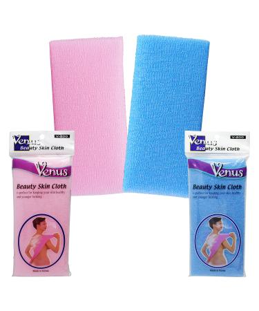 Venus Beauty Bath Shower Exfoliating Towel Cloth Nylon Mesh Korean Loofah Scrub Washcloth Back Scrubber Assorted Colors (8 Pack)