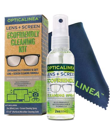 ECOFRIENDLY Lens and Screen Cleaning Spray l ALCOHOL-FREE Lens Cleaner for Eyeglasses Sunglasses Goggles Screens Optical Lenses Industrial Eyewear and Shields (2oz Kit) 2 Ounce Kit
