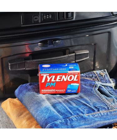 Tylenol PM Extra Strength Caplets 100 ct | Nighttime Pain Relief & Sleep Aid with Acetaminophen & Diphenhydramine HCl - Buy Online on GoSupps.com