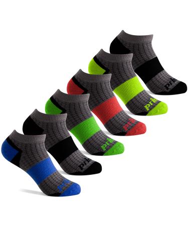 Prince Boys' Low Cut Athletic Socks with Cushion for Active Kids (6 Pair Pack) Large Grey