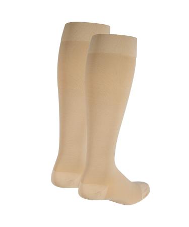 NuVein Medical Compression Stockings, 15-20 mmHg Support for Women & Men, Knee Length, Closed Toe, Beige, Medium Medium (15-20 mmHg) Beige