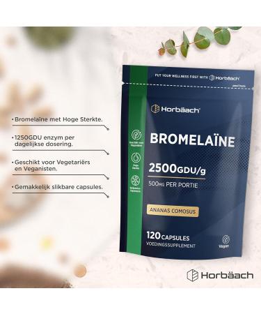 Bromelain 500mg Capsule 2500 GDUg 180 Vegan Bromelain Capsules High Dose from Horbaach - Buy Online on GoSupps.com