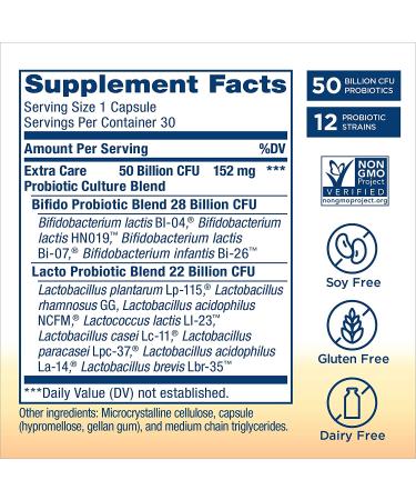 Renew Life Extra Care Ultimate Flora Probiotic 50 Billion - 30 Vegetarian Capsules - Buy Online on GoSupps.com