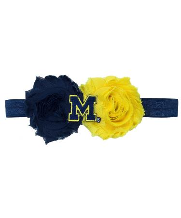 Divine Creations NCAA Michigan Wolverines UnFRAYgettable Flower Baby Headband  One Size  Navy