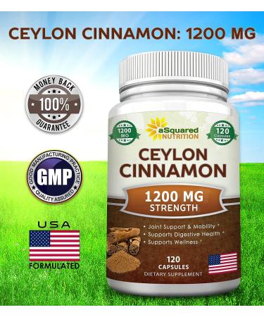 Organic Ceylon Cinnamon 1200mg - 120 Capsules | Heart Health Support Supplement - Buy Online on GoSupps.com
