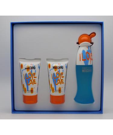 Moschino Cheap & Chic I Love Love Gift Set: Eau de Toilette 1.7 Oz Perfumed Body Lotion 1.7 Oz & Perfume Bath Gel 1.7 Oz