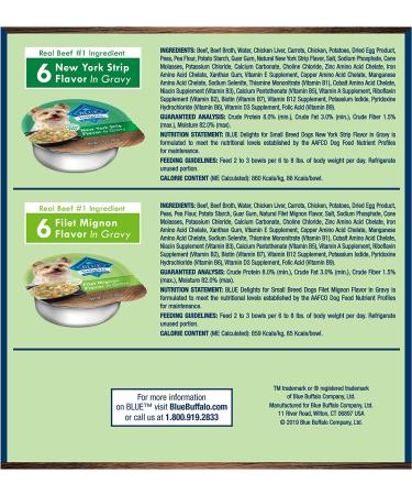 Blue Buffalo Delights Small Breed Wet Dog Food Variety Pack 12 Cups, Beef in Hearty Gravy - 3.5oz - Buy Online on GoSupps.com