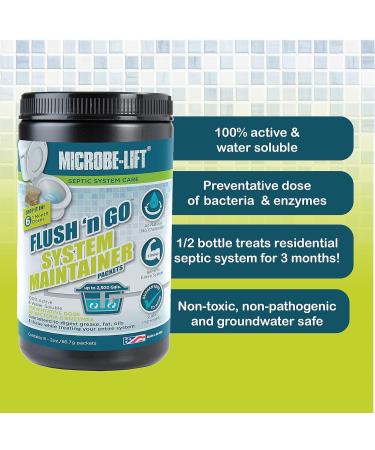 MICROBE-LIFT Septic Tank Treatment | Flush N Go System Maintainer | 6 Packets | Effective Waste Breakdown | International Shipping Available - Buy Online on GoSupps.com