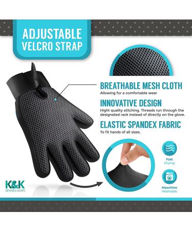 Kennels & Kats Pet Grooming Gloves | Deshedding & Mess-Free Grooming Mitt for Dogs, Cats, Rabbits & Horses - Long/Short/Curly Hair | Pet Hair Removal Gloves Pair - Blue - Buy Online on GoSupps.com
