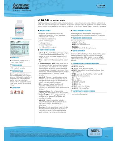 Systemic Formulas Cal Calcium Plus 100 Capsules - Highly Bioavailable with Vitamin D3, K2, Zinc, Manganese, Strontium, and Boron - Buy Online on GoSupps.com
