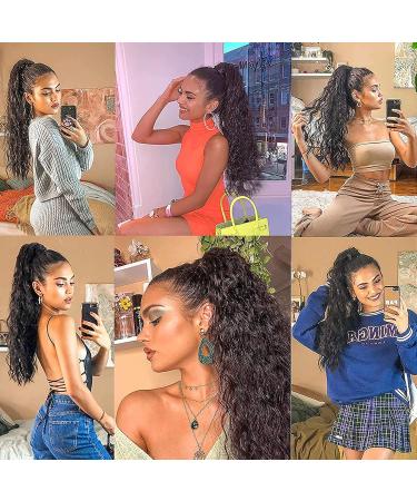 Meiriyfa Long Black Curly Ponytail Extensions for Black Women | 55cm Synthetic Claw Clip Hair Extensions - Buy Online on GoSupps.com