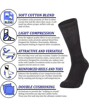 Camleo Diabetic Socks for Men - Non-Binding Comfort Socks for Circulation - Neuropathy & Cushioned Design - 3 Pairs (Size 12-14) - Buy Online on GoSupps.com