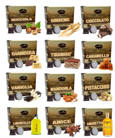 Vulcanus Coffee Caff Vulcanus Trial pack 120 Capsules compatible with Nespresso* with flavored coffee Italian espresso