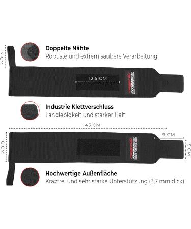 Raigeki Fitness Wrist Bandages 2 Set - Extra Strong Hold for Strength Training Unisex Black Wrist Wraps + Training Plans - Buy Online on GoSupps.com
