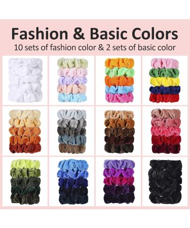 ADRIONE 60 Pack Velvet Hair Scrunchies for Women - Bulk Scrunchies for Thick Hair - Buy Online on GoSupps.com