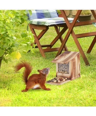 Relaxdays Squirrel Feeder House Feeding Station Box Standing Wooden HWD: 17.5 x 12 x 25 cm Flamed - Buy Online on GoSupps.com