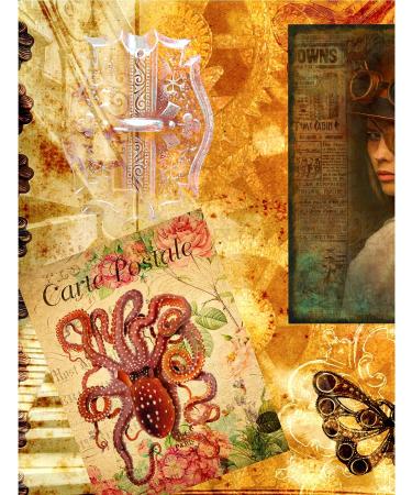 Steampunk Mulberry Rice Paper 8x10.5 inch - 6 Unique Images, 30gsm Fibrous Paper for Decoupage & Mixed Media Crafts - Buy Online on GoSupps.com