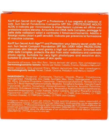Korff Sun Secret Sun Compact Foundation SPF 50+ Uniforming and Protecting with Safe Complex DNA 01 Amber 0.2 fl oz - Buy Online on GoSupps.com