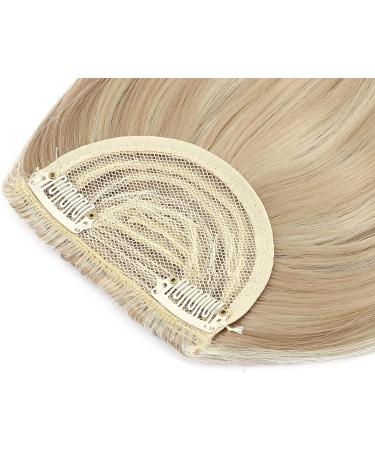 Clip In Bangs Hair Extension - Sandy Blonde & Bleach Blonde | Thick Straight Front Full Neat Fringe | 2 Clips One Piece for Women - Buy Online on GoSupps.com