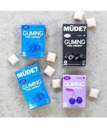 Buy Guming 40x Energy Chewing Gum | 60mg Caffeine | Sugar-Free Vegan Gum - Mint Cherry Berry Flavors (40 Pieces) - Buy Online on GoSupps.com