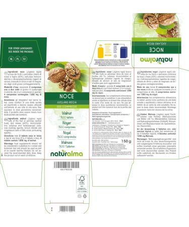 Walnut (Juglans regia) fruit bark or pericarp (walnut husk) and leaves Naturalma - 150 g - 300 tablets - food supplement - natural and vegan - Buy Online on GoSupps.com
