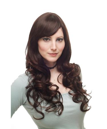 Women's wig long wavy slightly curly brown mix mahogany parting H3101-2T33