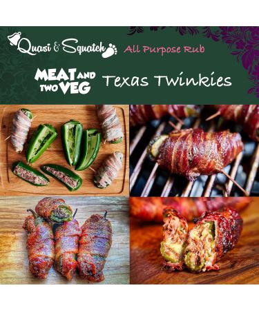 Quasi & Squatch Meat & Two Veg BBQ Rub - Premium Seasoning for Char Grill Dishes | Savoury Meaty & Smoky Spice Blend - Large 220g Jar - Buy Online on GoSupps.com