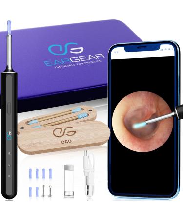 EARGEAR - Wireless Visual Ear Camera Otoscope Ear Wax Removal Kit with Extractor Camera & LED Lights - Smart & Safe Earwax Cleaner - Connects to iOS & Android (Cosmic Blue).