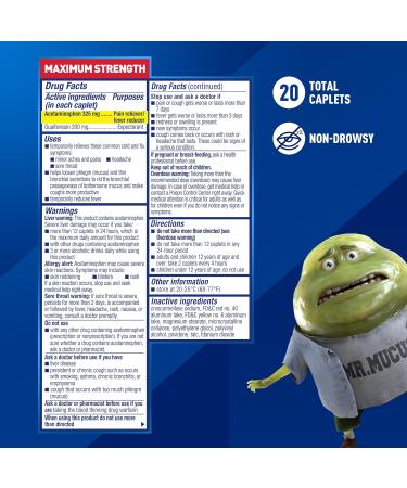 Mucinex Rapid Clear Maximum Strength Cold Medicine & Expectorant Fever Pain Headache & Excess Mucus Relief with Acetaminophen & Guaifenesin Rapid Release Caplets for Adults 20 Count 20 Count (Pack of 1) Day - New Form  - Buy Online on GoSupps.com