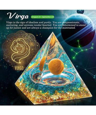 HuiJuKeJi Healing Crystals Virgo Orgonit Pyramid Constellation Gifts - 12 Companion Birthstone & Tiger Eye Stone Crystal Pyramid for Astrology Energy Healing Reiki Chakra Stone 6cm -Virgo - Buy Online on GoSupps.com