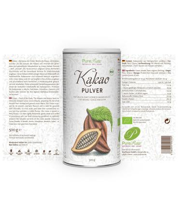 Organic Vegan Cocoa Powder 500g | Pure Ghana Drinking Chocolate & Baking Cocoa | Mild Low-Acidity De-oiled Theobroma Cacao | Pureeraw - Buy Online on GoSupps.com