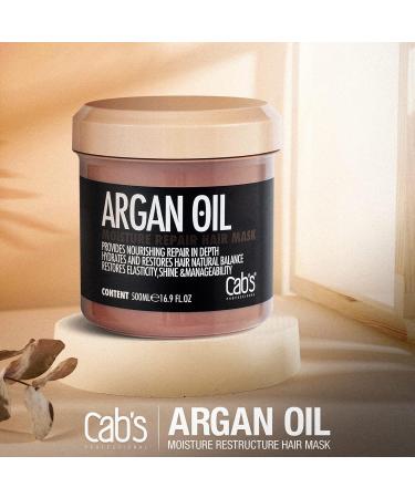 Cab's Moroccan Argan Oil Hair Mask - Deep Conditioning Treatment for Dry Damaged & Color Treated Hair - Sulfate Free - 16.9 Oz (500g) - International Shipping Available - Buy Online on GoSupps.com