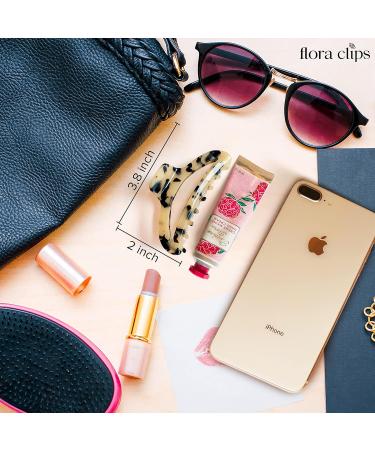 Flora Clips | Tortoise Hair Claw Clips (Pack of 2) | Strong 3.8 Inch Medium Claw Clips for Women | Natural Acetate Material - Buy Online on GoSupps.com