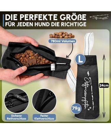 Ostfriesenpfoten Durable Dog Feed Bag Enno | Metal-Free | Black | Size L | Washable & Ideal for All Breeds | Includes Agility Training eBook - Buy Online on GoSupps.com
