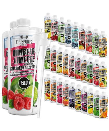 C.P.Sports beverage syrup for mineral drink i syrup sugar-free for vital drink raspberry limets with vitamins i beverage concentrate for mixing with water for sports drink I 2 liter + 2 pump dispenser raspberry lime (2 Pack)