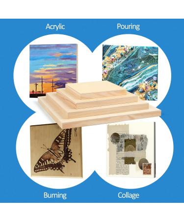 Unfinished Birch Wood Canvas Panels Kit - Falling in Art 8 Pack - 4 Sizes - Studio 3/4 Deep Cradle Boards for Pouring Art, Crafts, Painting - 6x6, 8x8, 10x10, 12x12 - 2-Pack - Buy Online on GoSupps.com