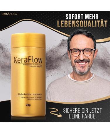 KeraFlow Premium Hair Thickening Powder - Full Hair in 30 Seconds - Hair Fibers to Conceal Light Hair and Bald Areas - 28g (Dark Brown) - Buy Online on GoSupps.com